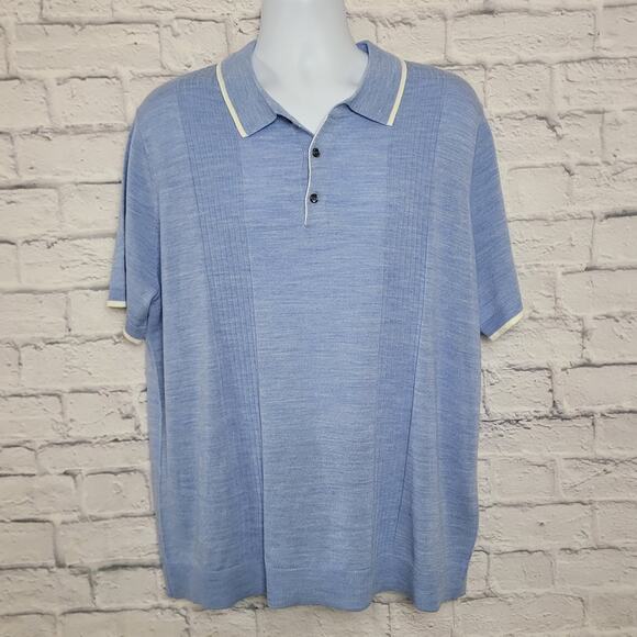 NWT Apt. 9 Sweater Mens Size XXL Seriously Soft Tipped Polo Sweater Pale Blue - Picture 1 of 12